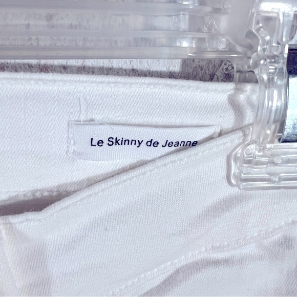 Frame Denim Le Skinny de Jeanne Raw Stagger Hem Jeans in Blanc Size 24 - Picture 10 of 12